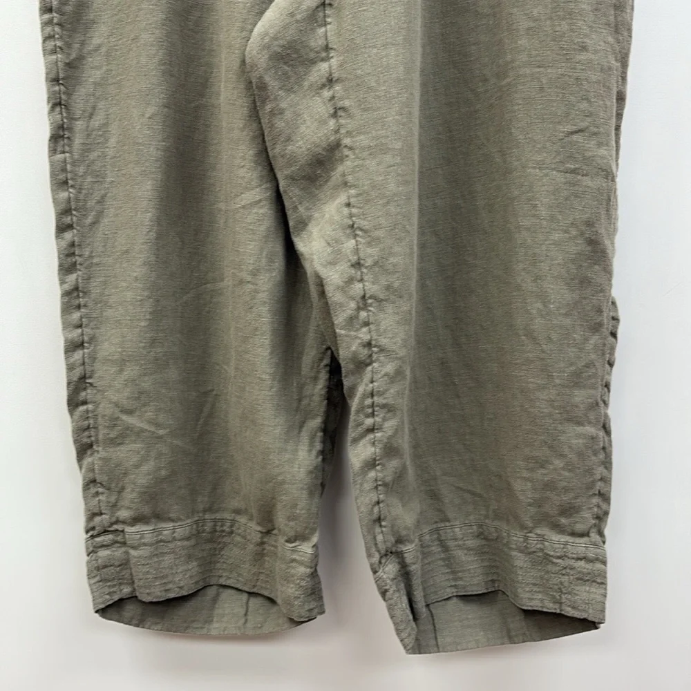 Pure J. Jill Linen High Rise Pull-On Cropped Wide Leg Pants Minimalist Green XLP - Picture 6 of 11